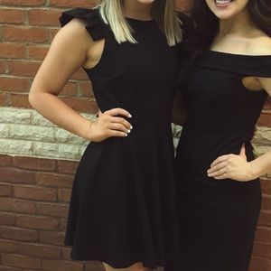 Fabrik black mini dress with ruffle sleeves